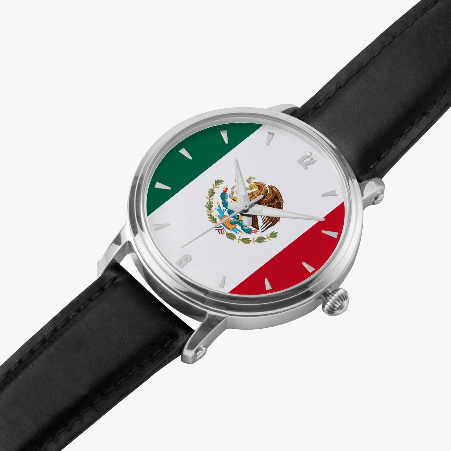 Mexico Pride Premium Leather Men's Watch - Silver / Rose Gold / Black