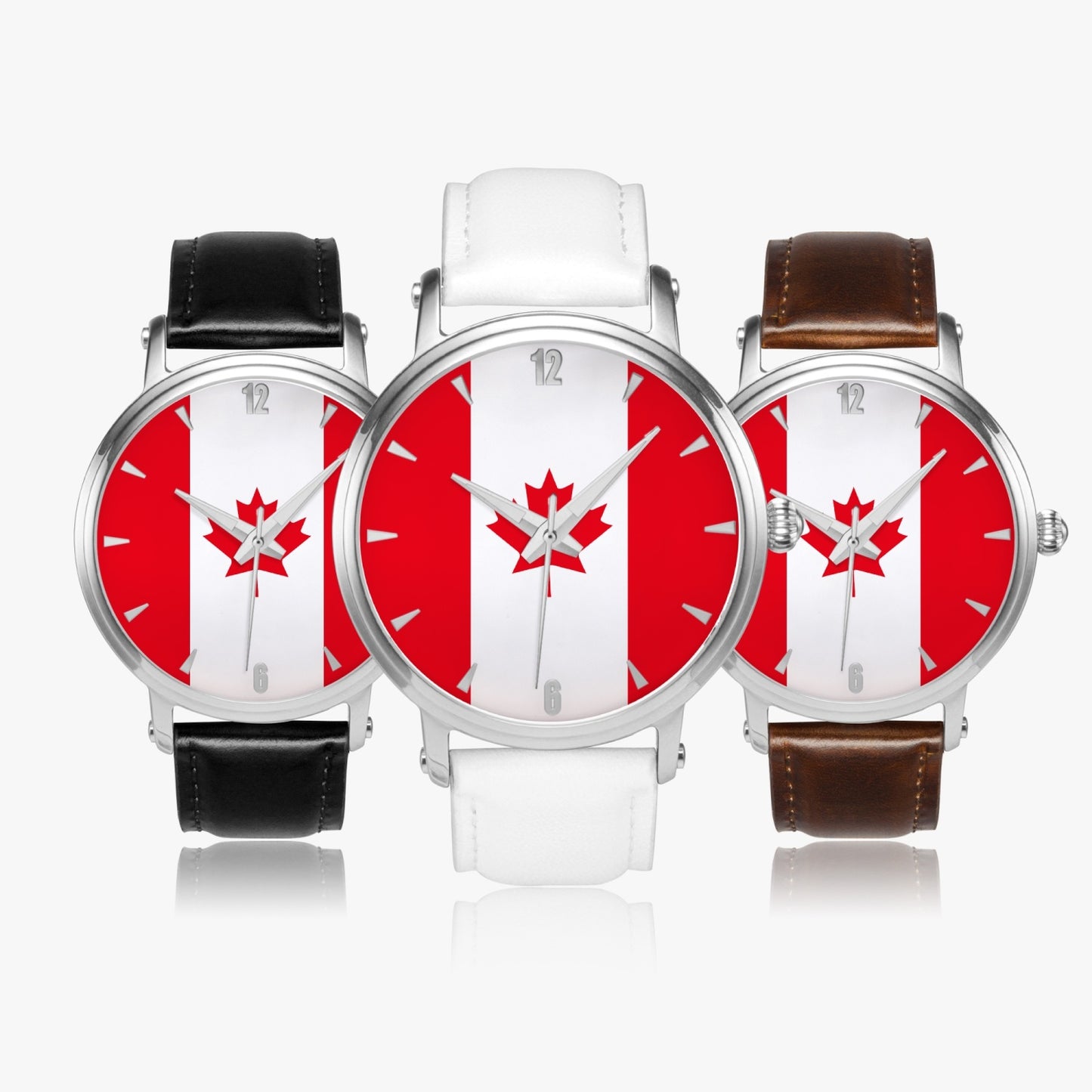Canada Pride Premium Leather Men's Watch - Silver / Rose Gold / Black