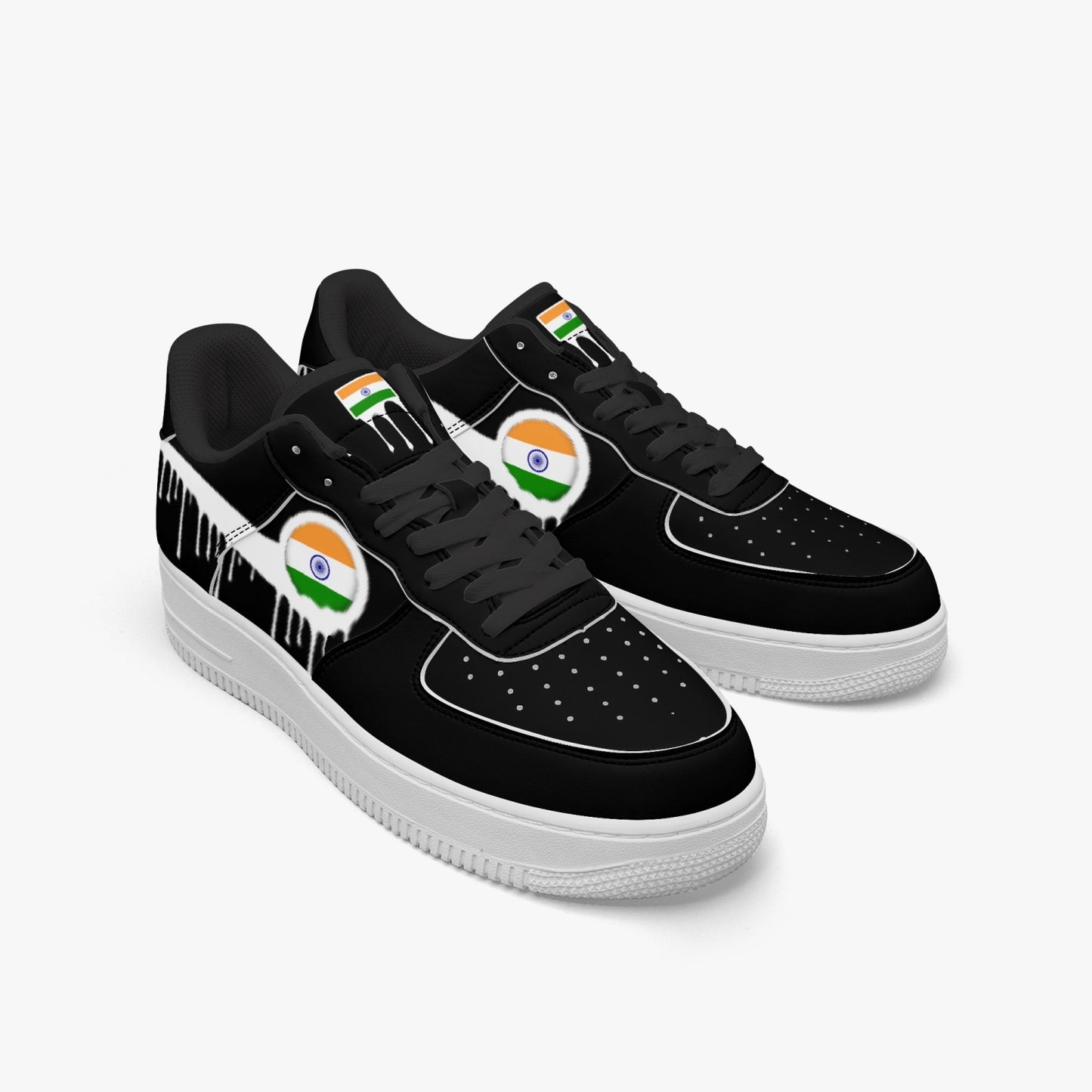 India Blurred White Drip R-Force 1 Low Tops (Black) - Men's & Women's