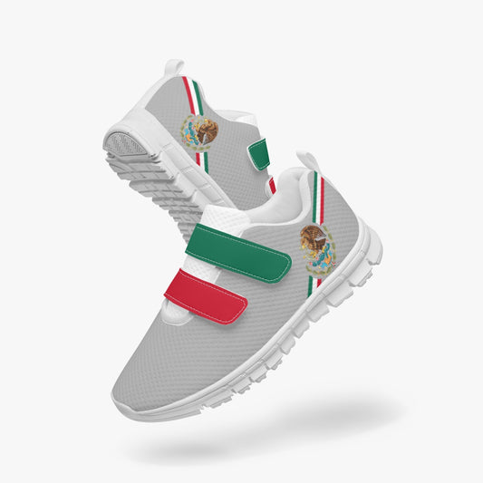 Mexico Pride Kid's Lightweight Velcro Mesh Sneaker - Gray