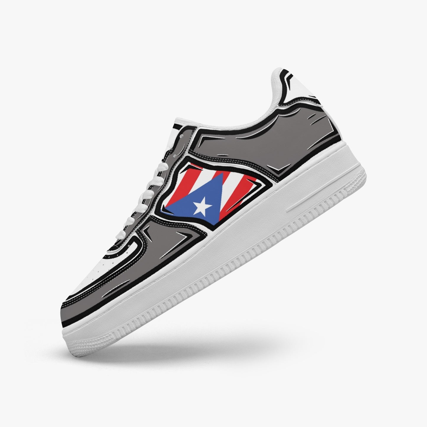 Puerto Rico Cartoon Force 1 Low Tops (Gray) - Men's & Women's