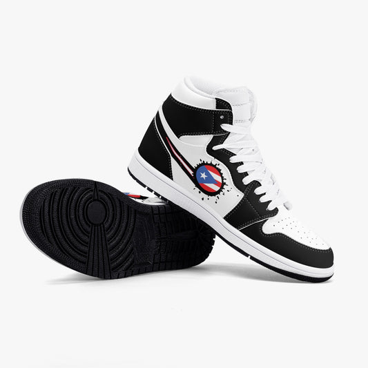 Air Puerto Rico Splattered Icon Black/White High Tops (Black Sole) - Men's & Women's