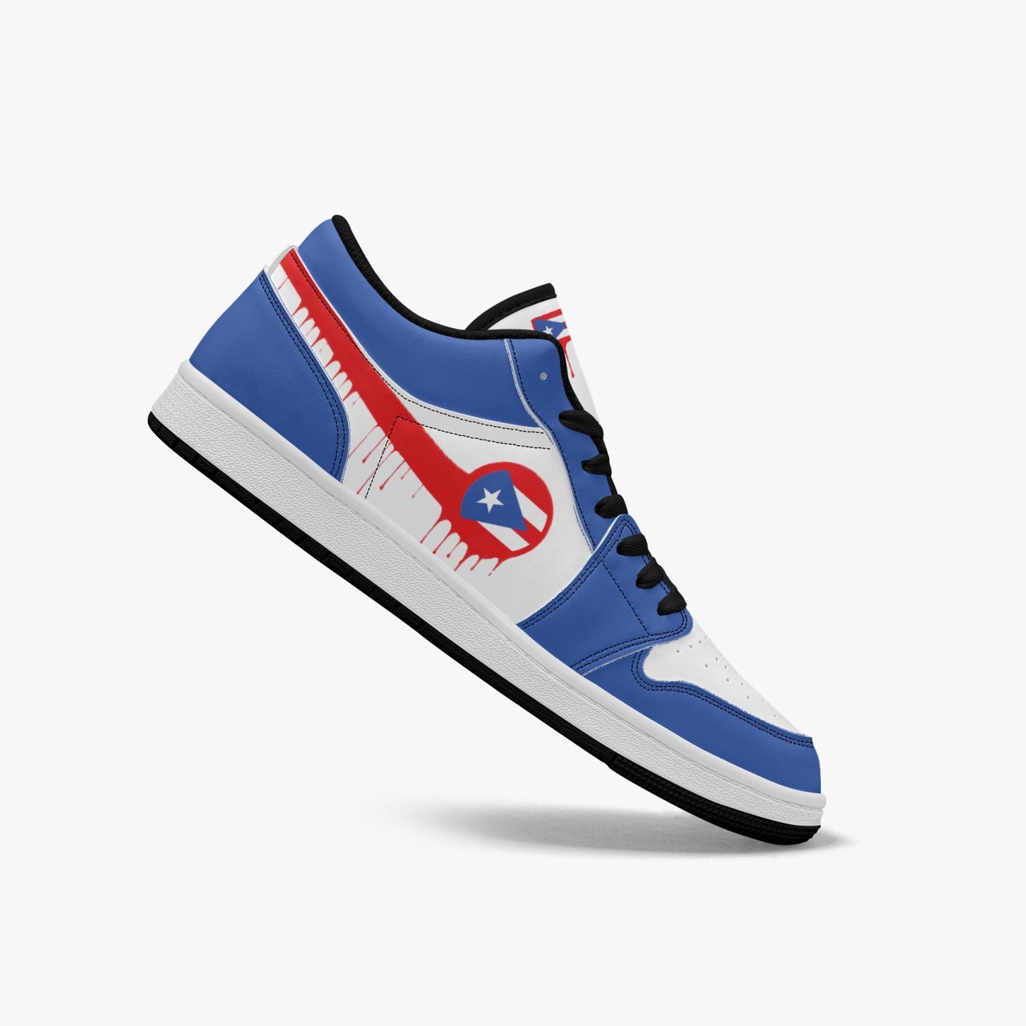 Air Puerto Rico Red Drip / Blue & White Low Tops (Black Sole) - Men's & Women's