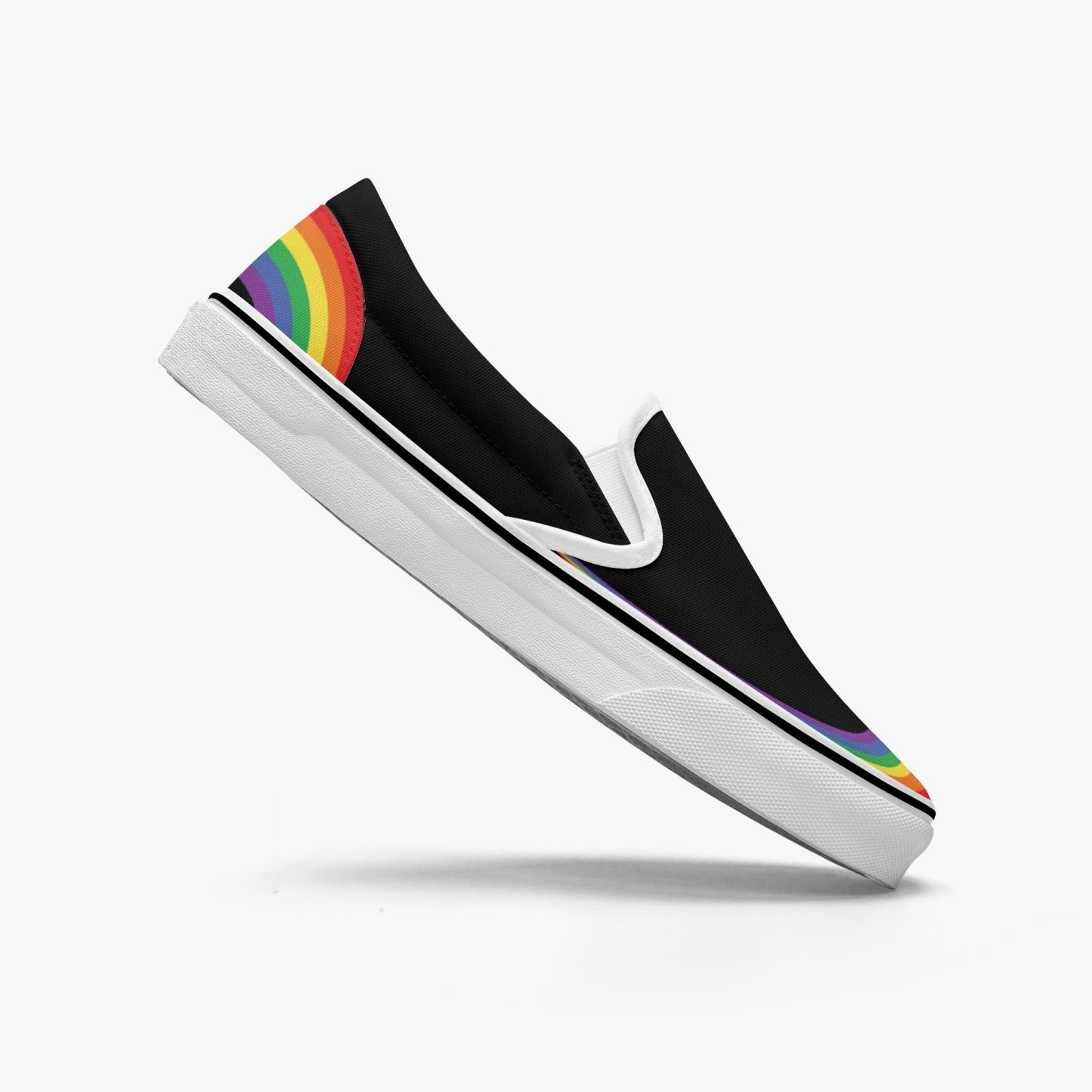 Rainbow Pride Canvas Slip-Ons (Black) - Men's & Women's