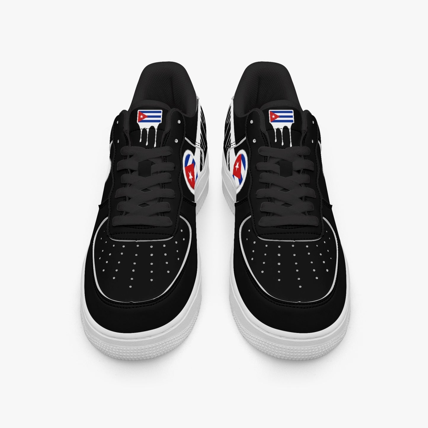 Cuba Blurred White Drip R-Force 1 Low Tops (Black) - Men's & Women's