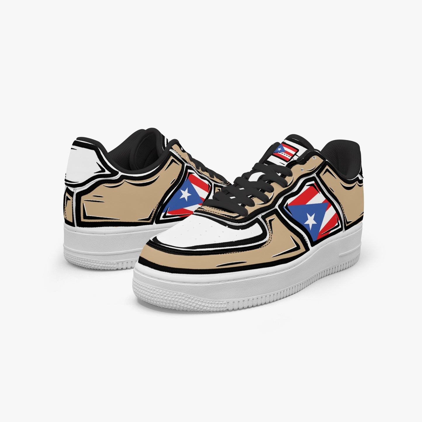 Puerto Rico Cartoon Force 1 Low Tops (Tan) - Men's & Women's