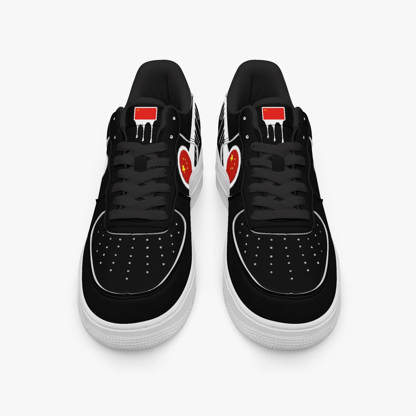 China Blurred White Drip R-Force 1 Low Tops (Black) - Men's & Women's