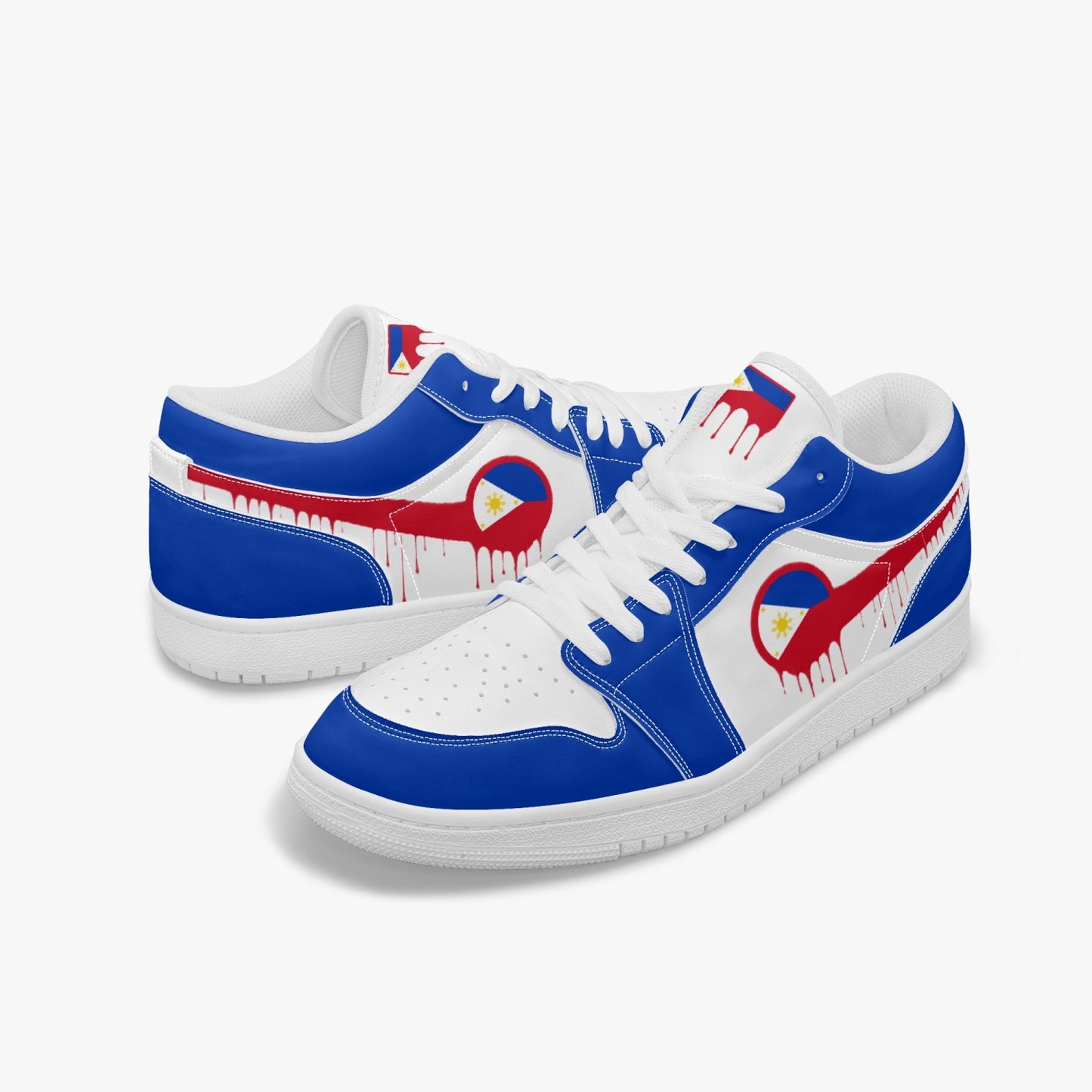 Air Philippines Red Drip / Blue & White Low Tops (White Sole) - Men's & Women's