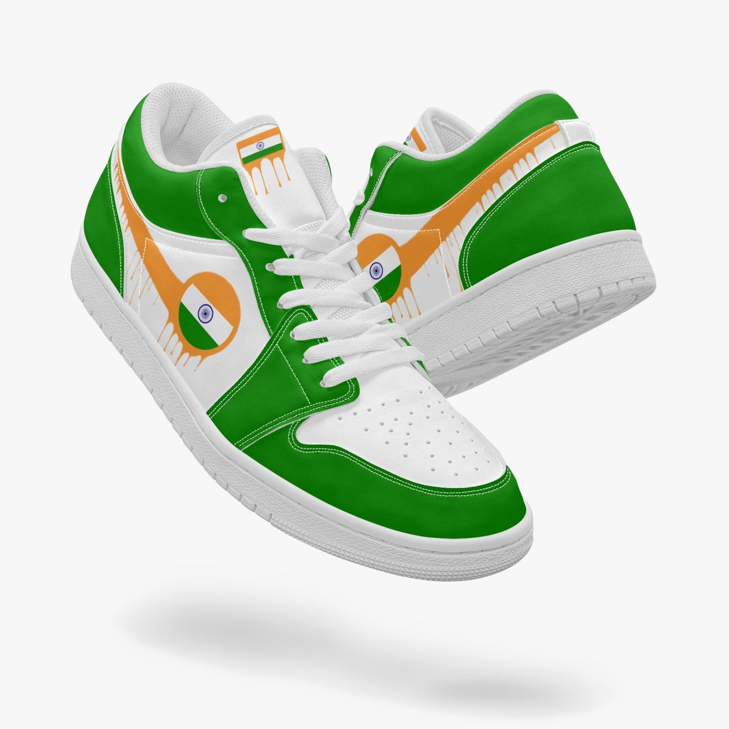 Air India Orange Drip / Green & White Low Tops (White Sole) - Men's & Women's