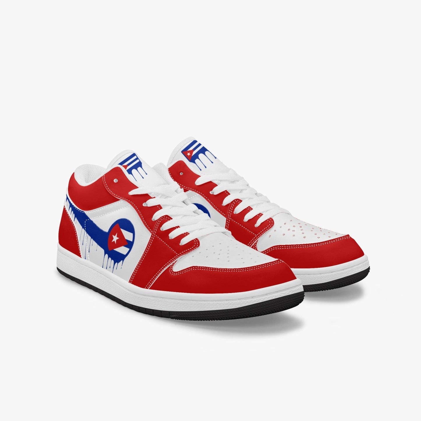 Air Cuba Blue Drip / Red & White Low Tops (Black Sole) - Men's & Women's