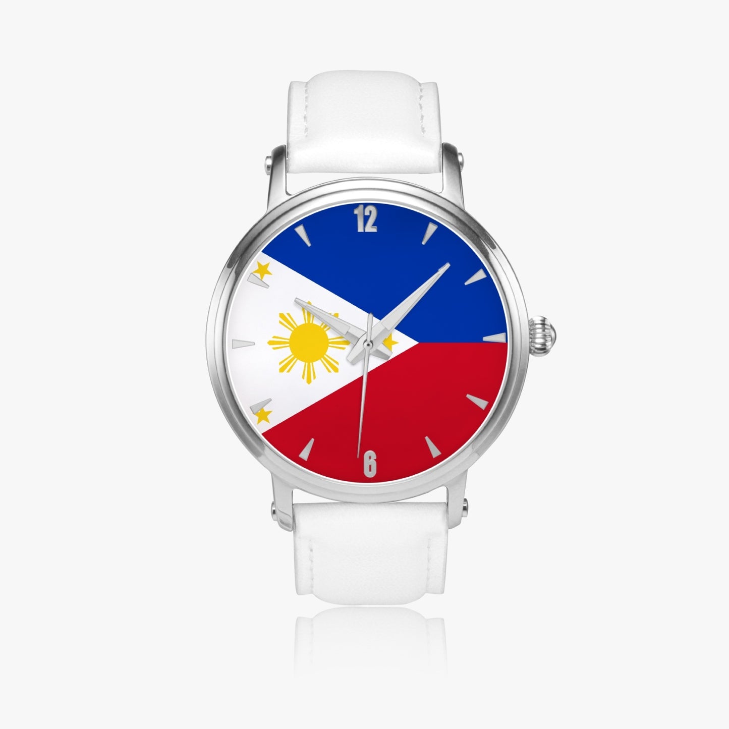 Philippines Pride Premium Leather Men's Watch - Silver / Rose Gold / Black