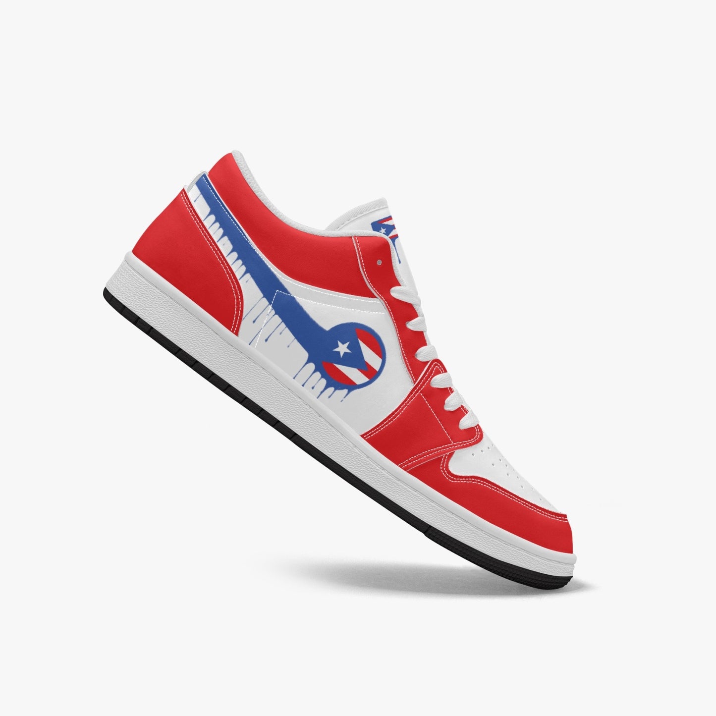 Air Puerto Rico Blue Drip / Red & White Low Tops (Black Sole) - Men's & Women's