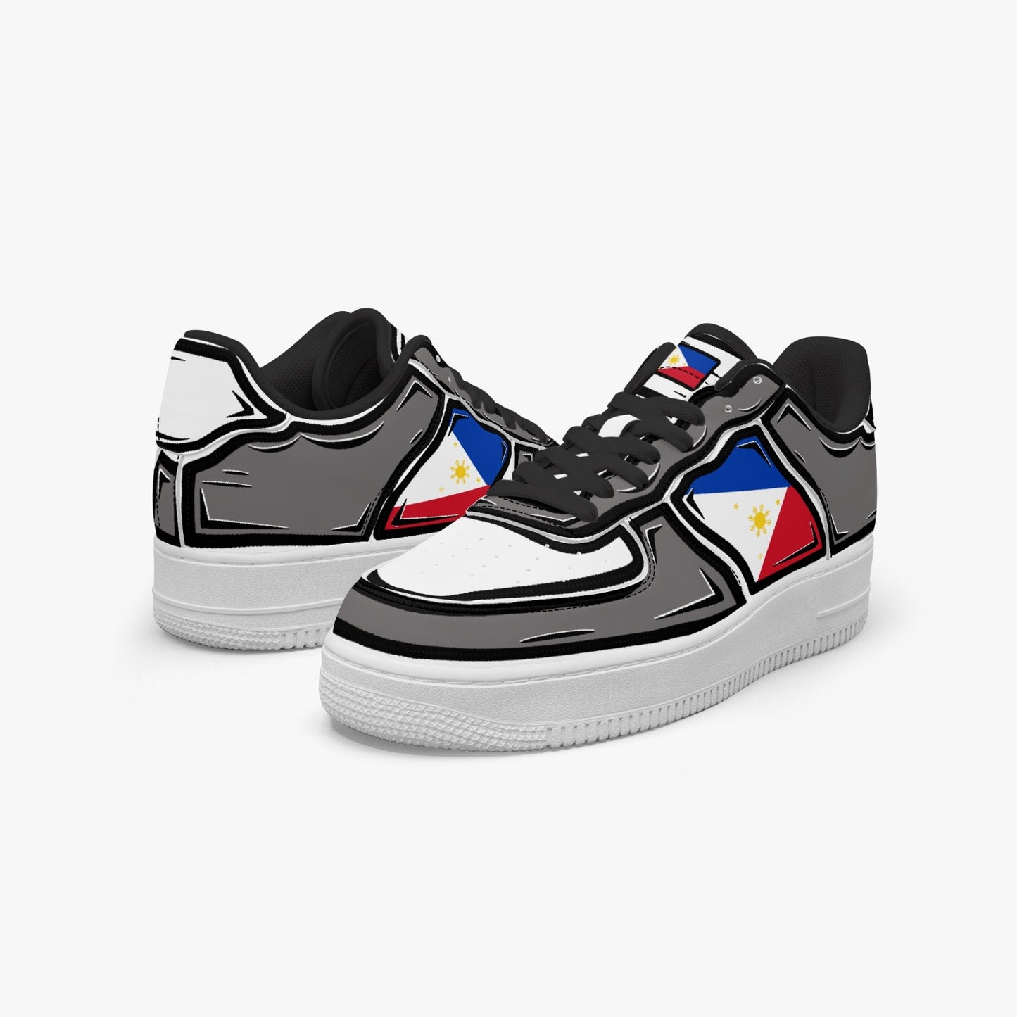 Philippines Cartoon Force 1 Low Tops (Gray) - Men's & Women's
