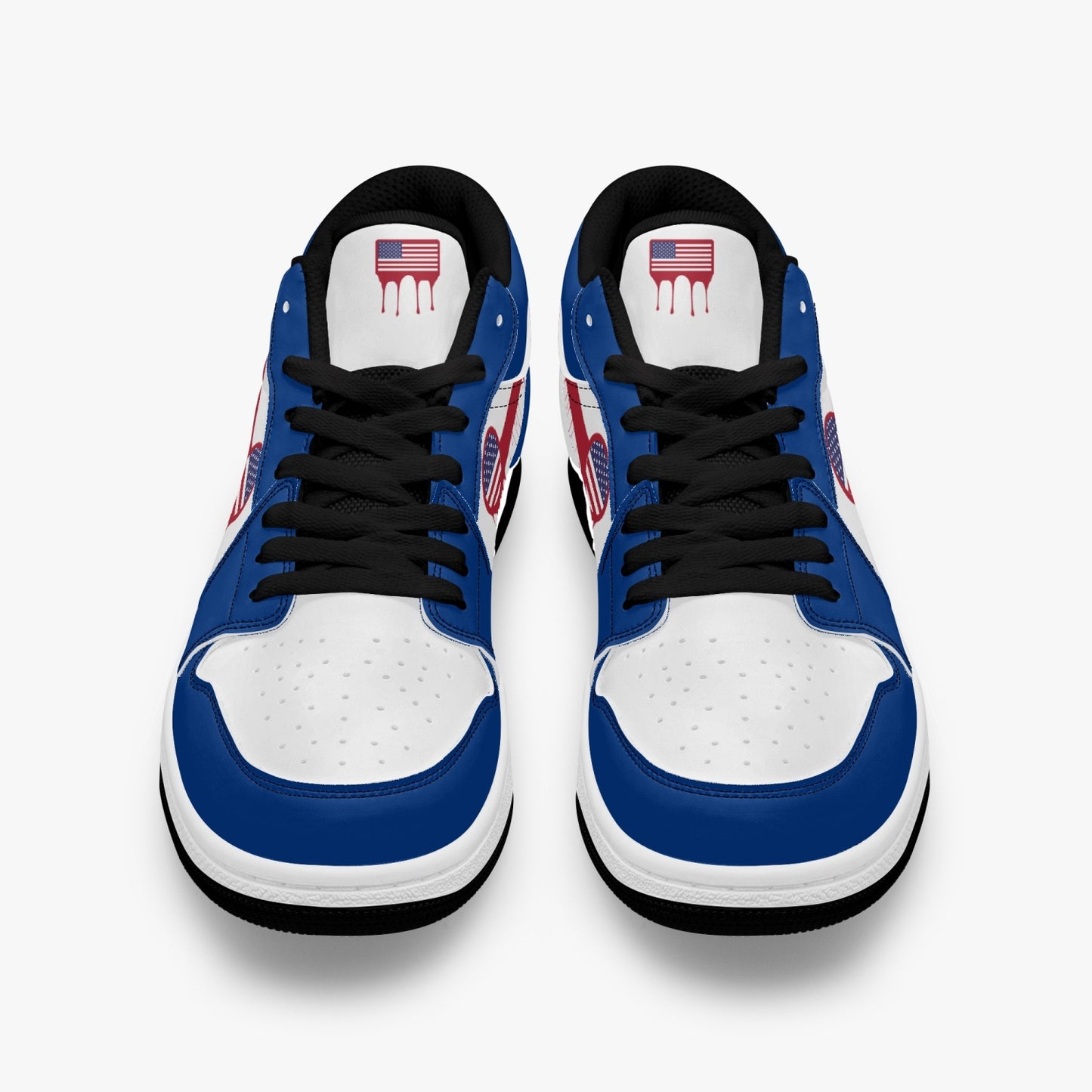 Air America Red Drip / Blue & White Low Tops (Black Sole) - Men's & Women's