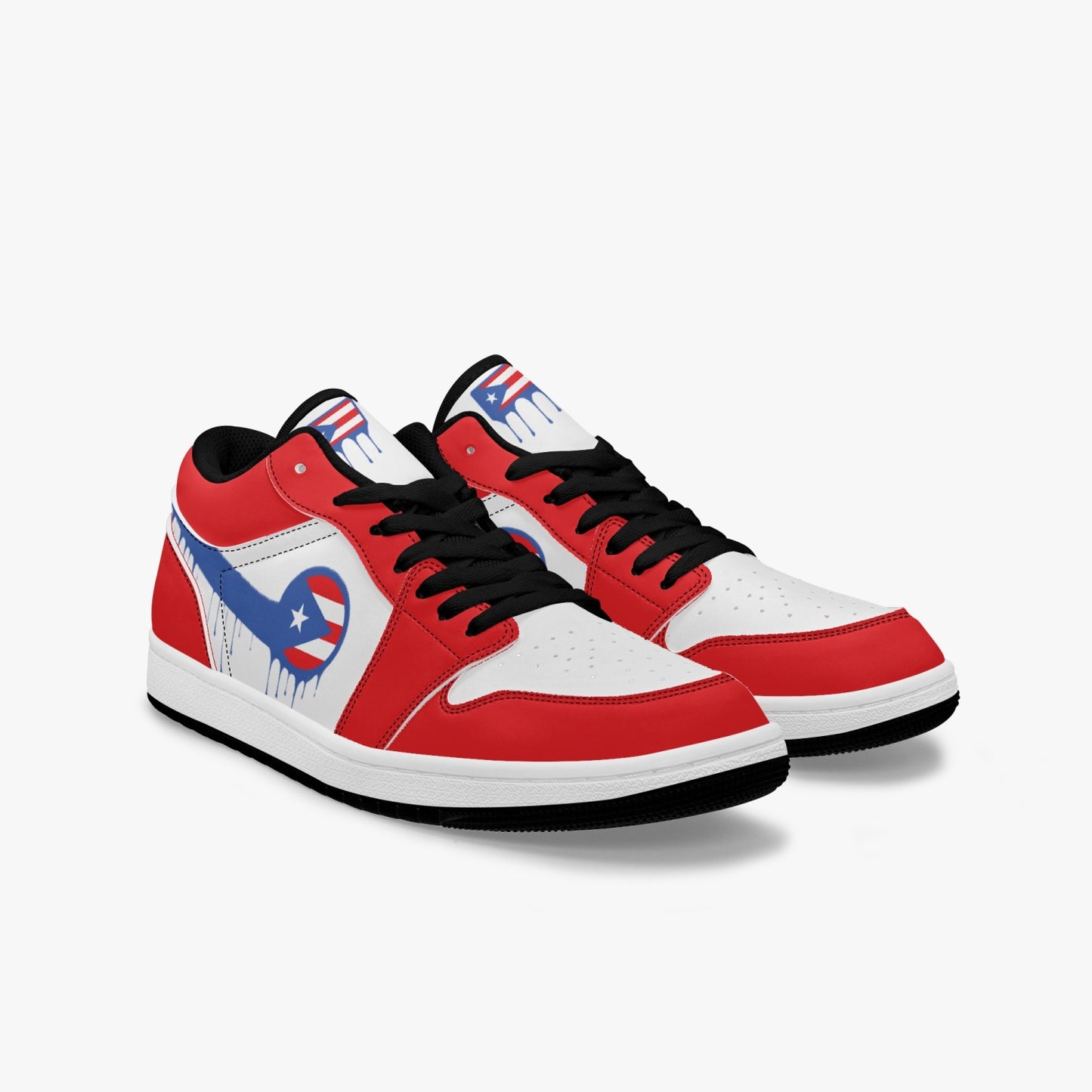 Air Puerto Rico Blue Drip / Red & White Low Tops (Black Sole) - Men's & Women's