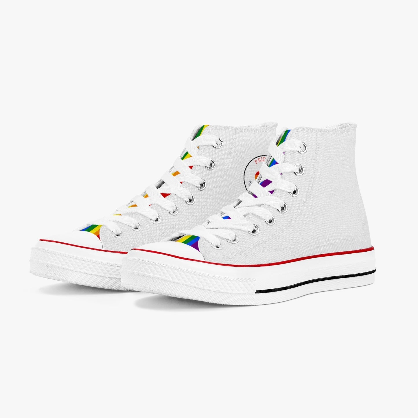 Rainbow Pride Classic Canvas High Tops (White) - Men's & Women's
