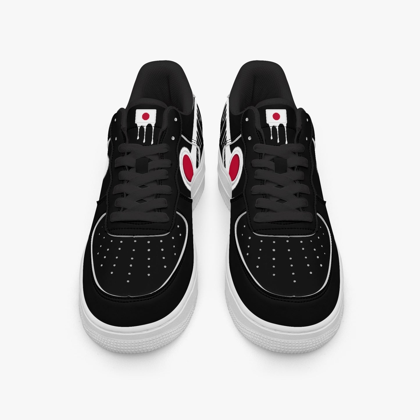 Japan Blurred White Drip R-Force 1 Low Tops (Black) - Men's & Women's