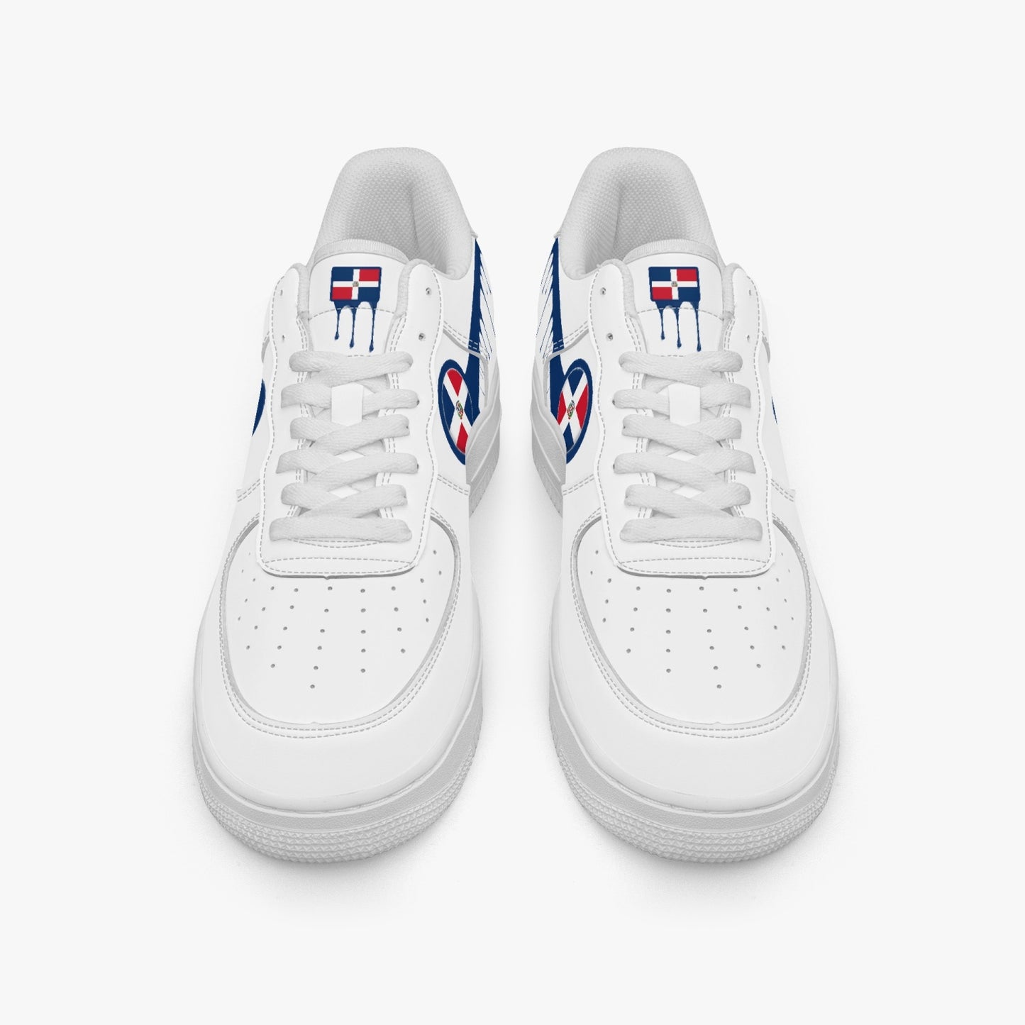 Dominican Blue Drip R-Force 1 Low Tops (White) - Men's & Women's