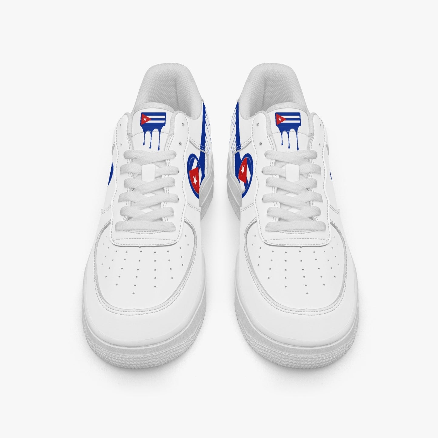 Cuba Blue Drip R-Force 1 Low Tops (White) - Men's & Women's