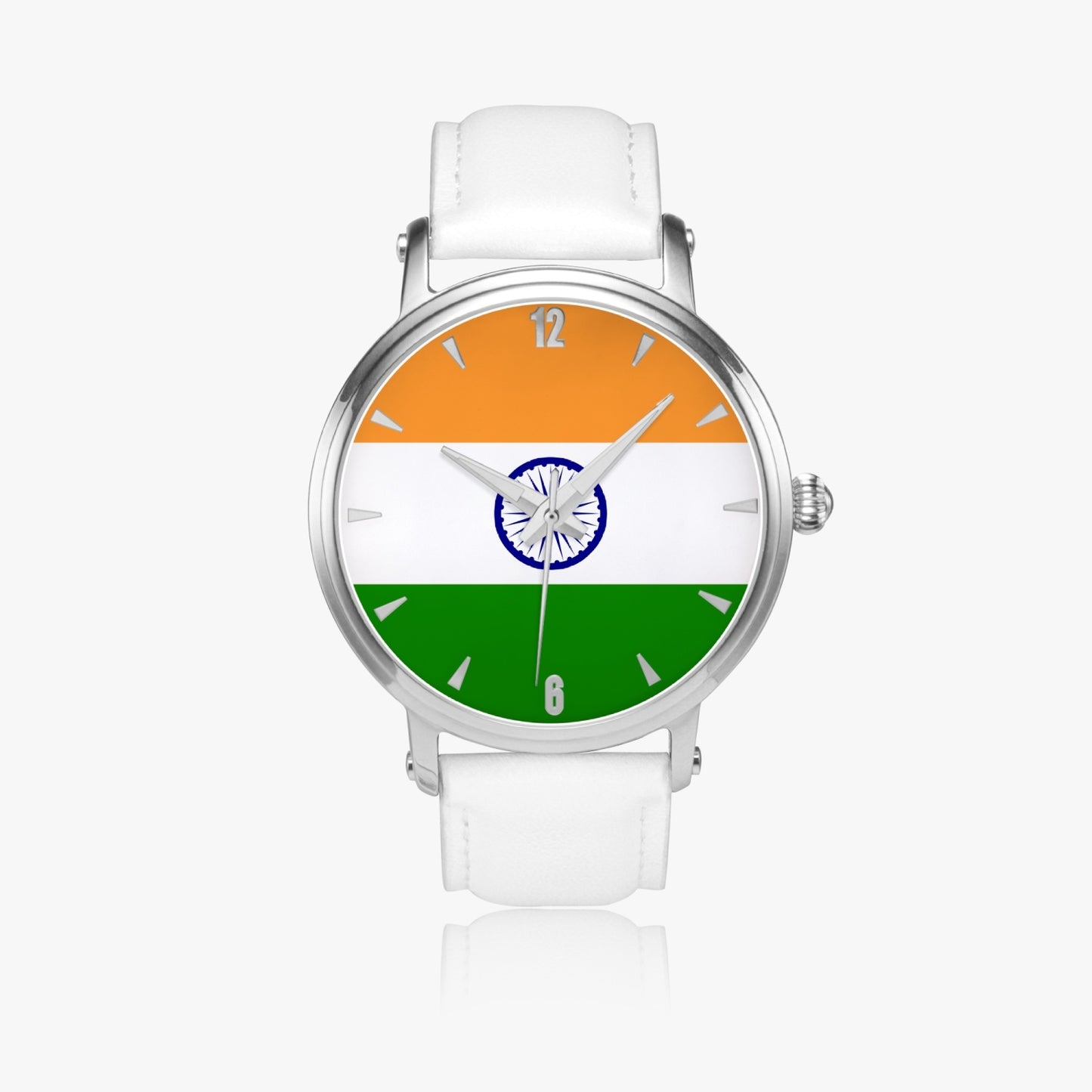 India Pride Premium Leather Men's Watch - Silver / Rose Gold / Black