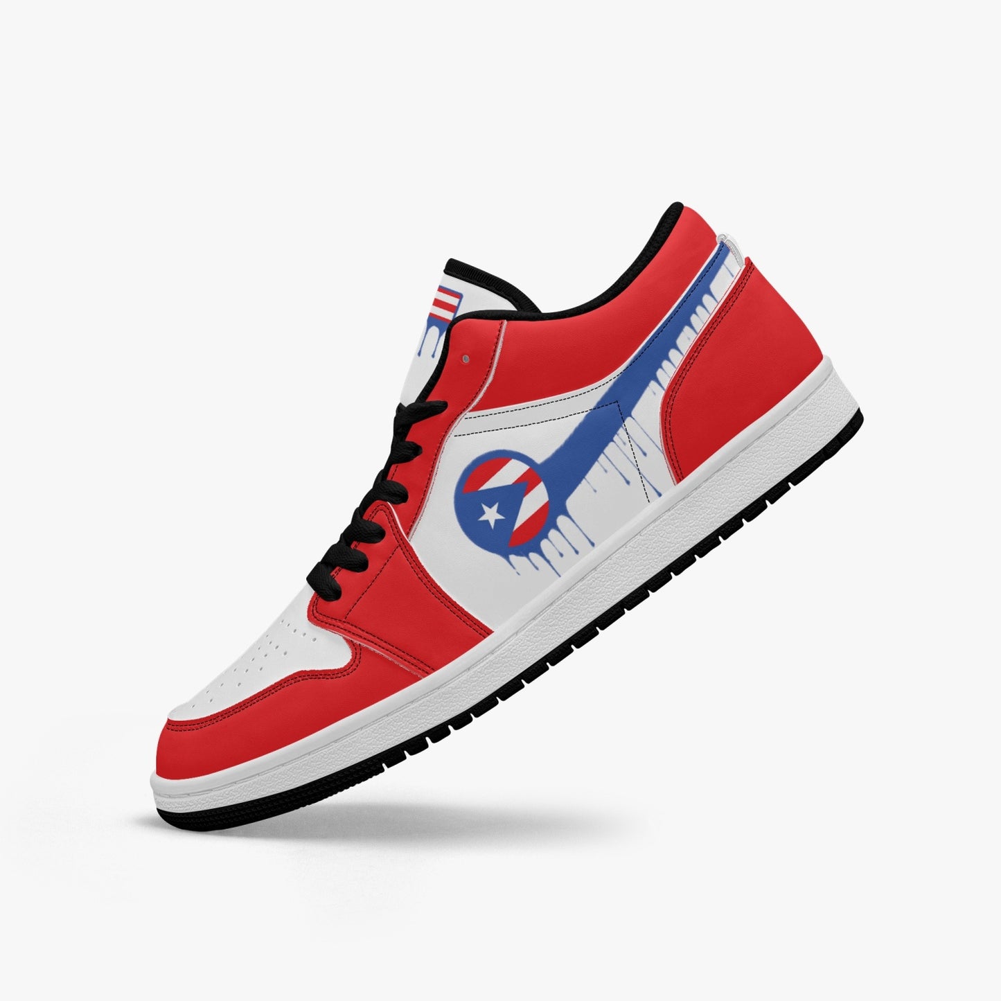 Air Puerto Rico Blue Drip / Red & White Low Tops (Black Sole) - Men's & Women's