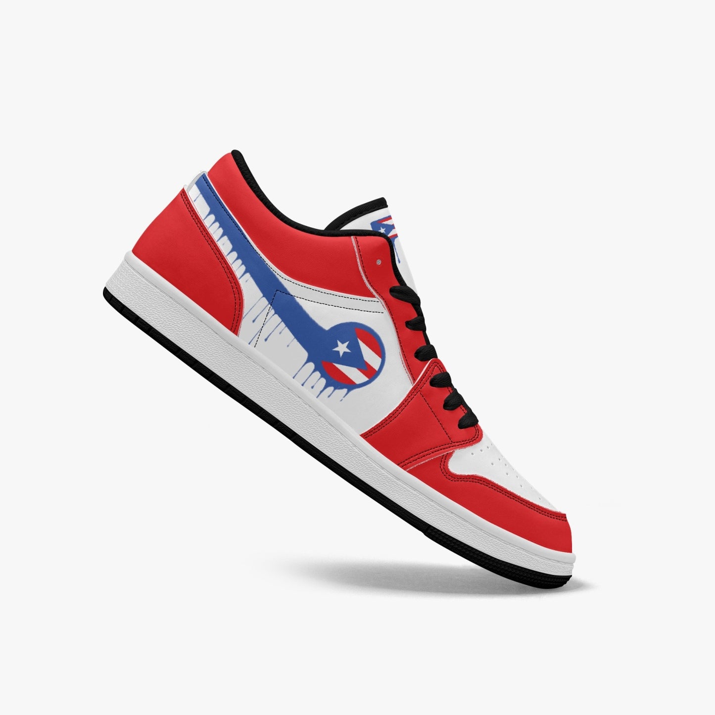 Air Puerto Rico Blue Drip / Red & White Low Tops (Black Sole) - Men's & Women's