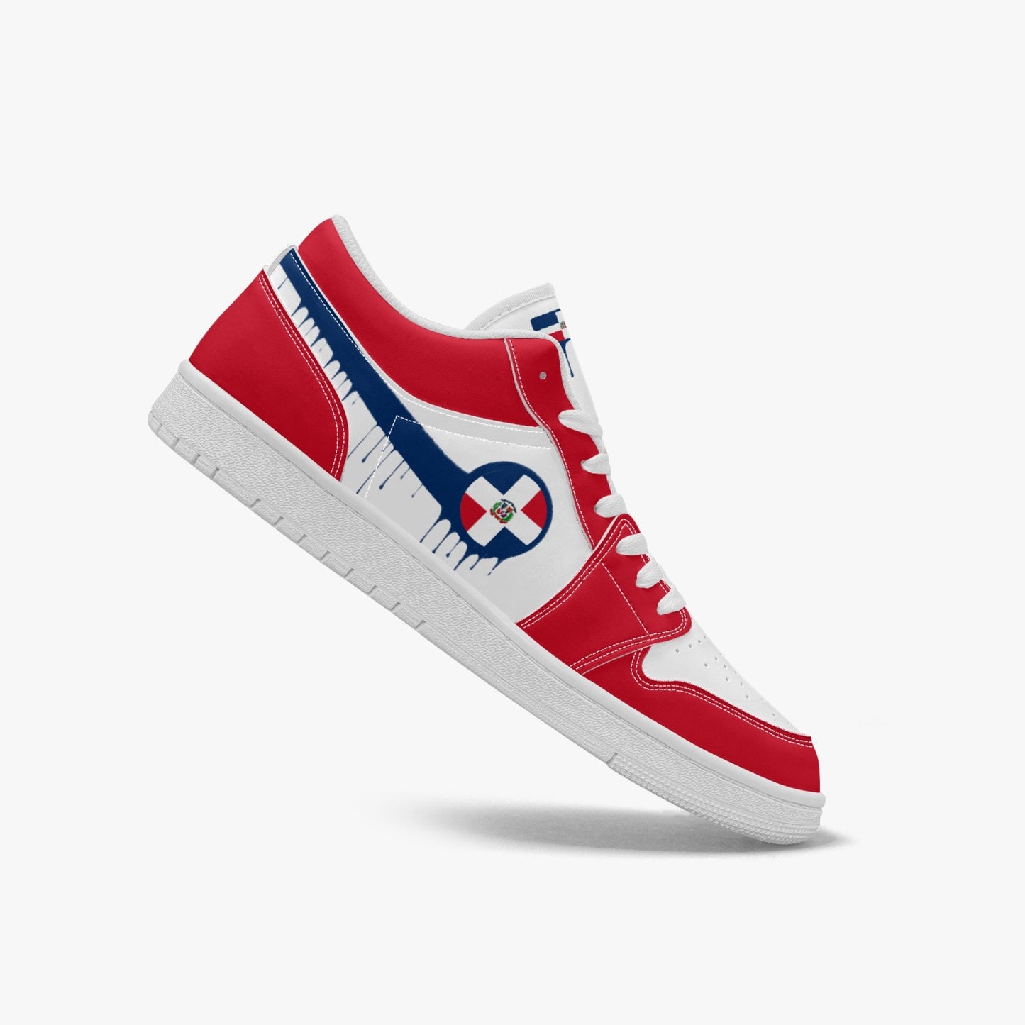 Air Dominican Blue Drip / Red & White Low Tops (White Sole) - Men's & Women's