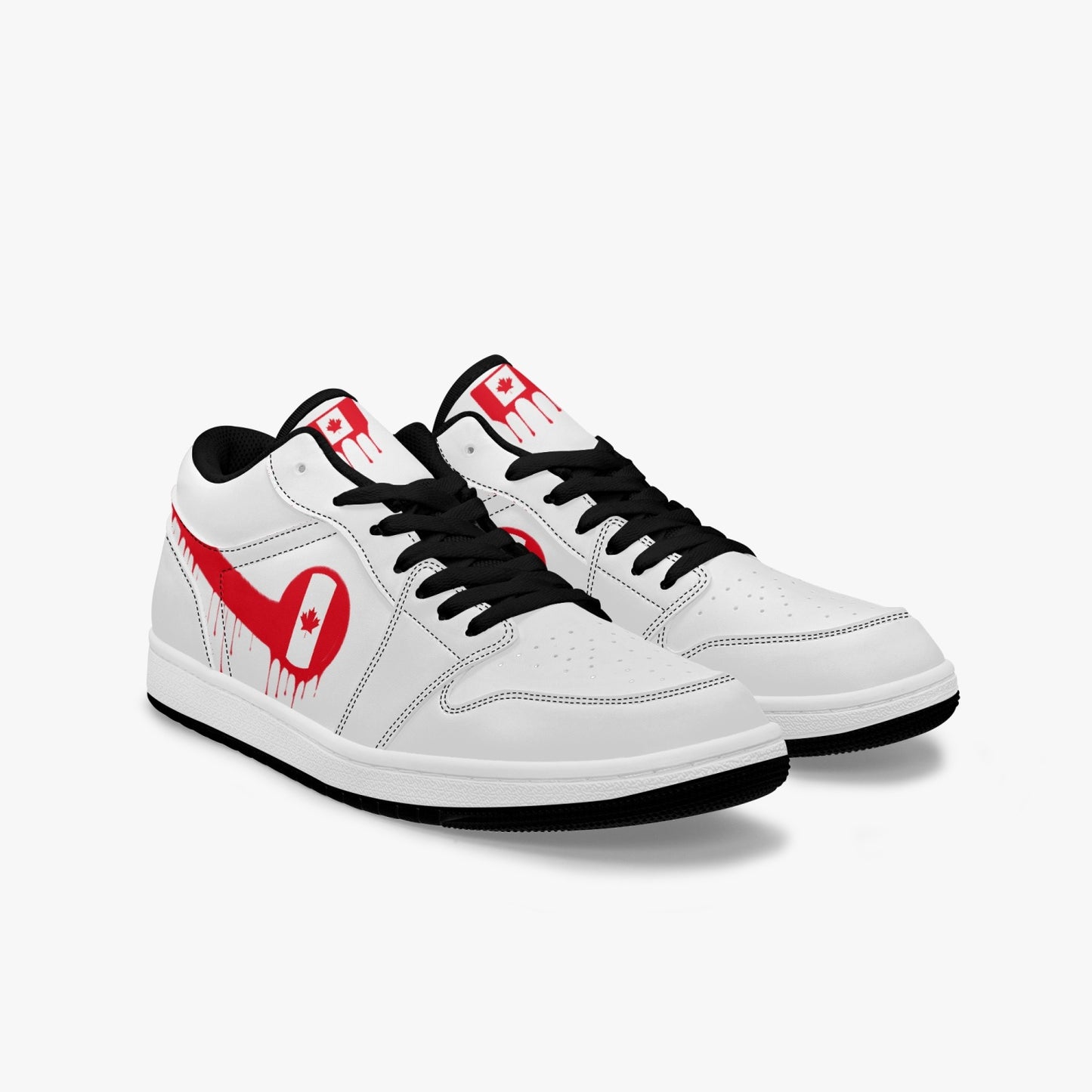 Air Canada Red Drip / White Low Tops (Black Sole) - Men's & Women's