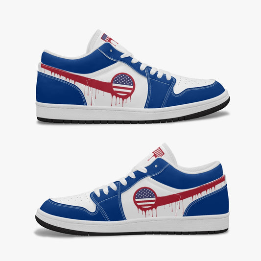 Air America Red Drip / Blue & White Low Tops (Black Sole) - Men's & Women's