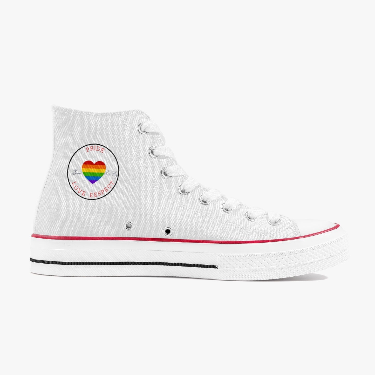 Rainbow Pride Classic Canvas High Tops (White) - Men's & Women's