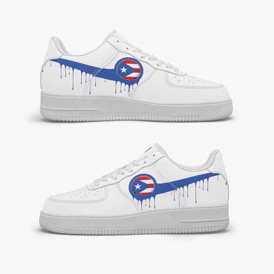 Puerto Rico Blue Drip R-Force 1 Low Tops (White) - Men's & Women's