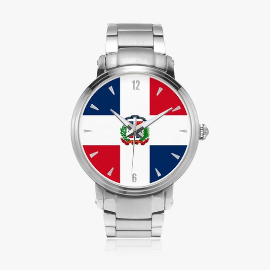 Dominican Pride Stainless Steel Luxury Men's Watch - Silver / Rose Gold / Black