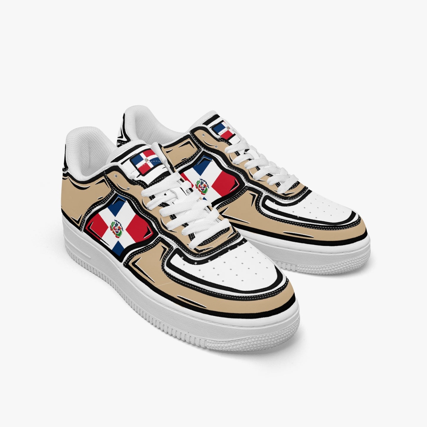 Dominican Cartoon Force 1 Low Tops (Tan) - Men's & Women's