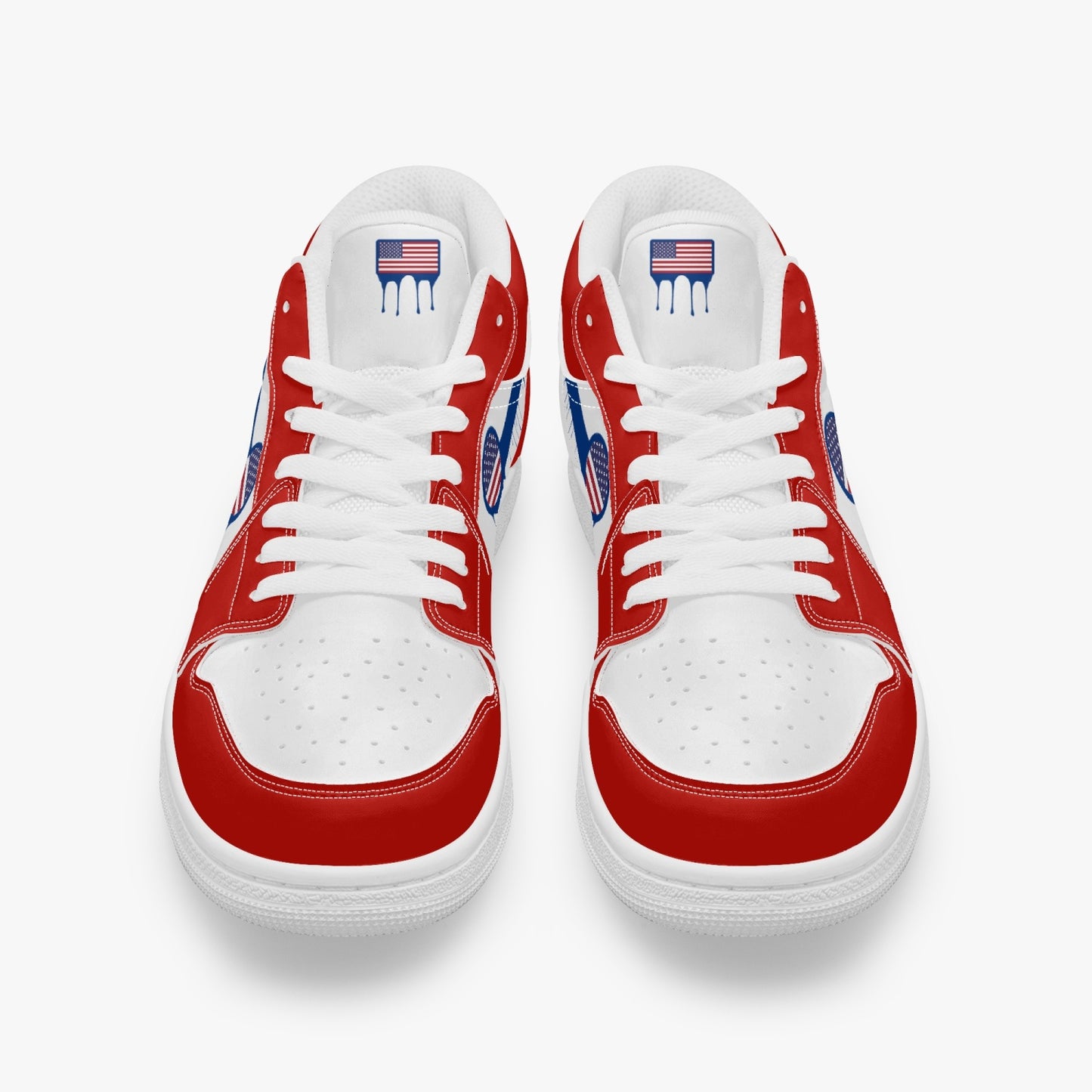 Air America Blue Drip / Red & White Low Tops (White Sole) - Men's & Women's