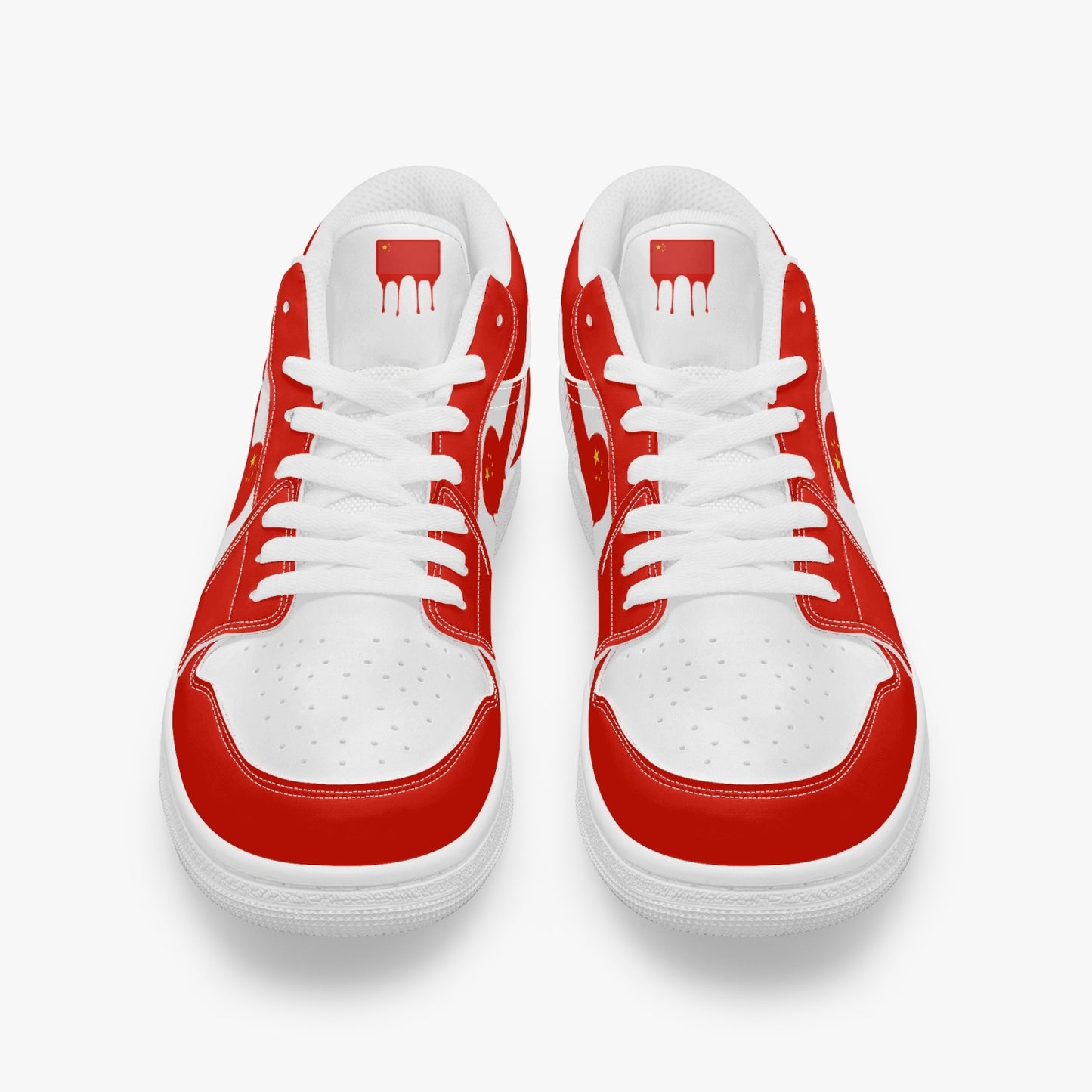 Air China Red Drip / Red & White Low Tops (White Sole) - Men's & Women's