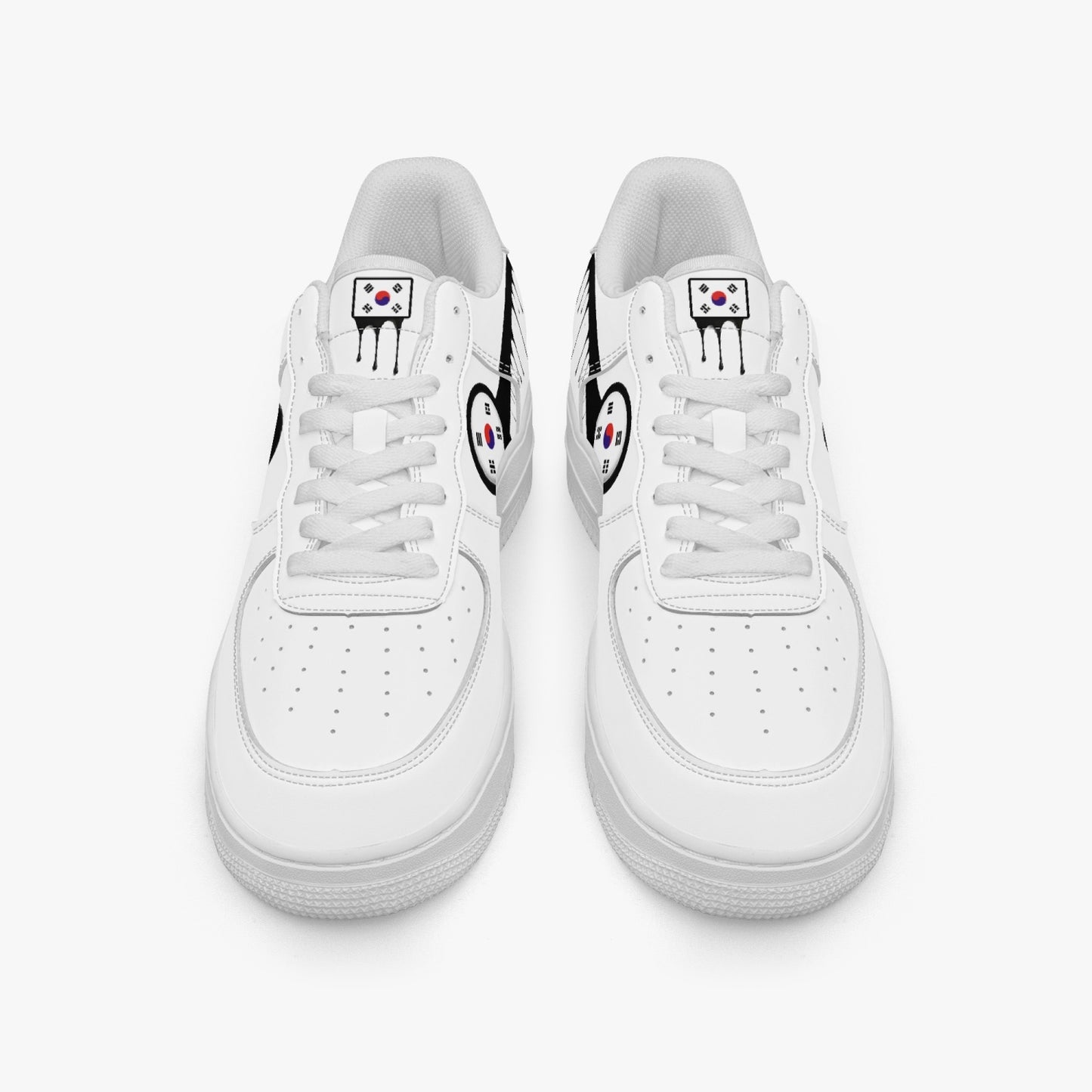 South Korea Black Drip R-Force 1 Low Tops (White) - Men's & Women's