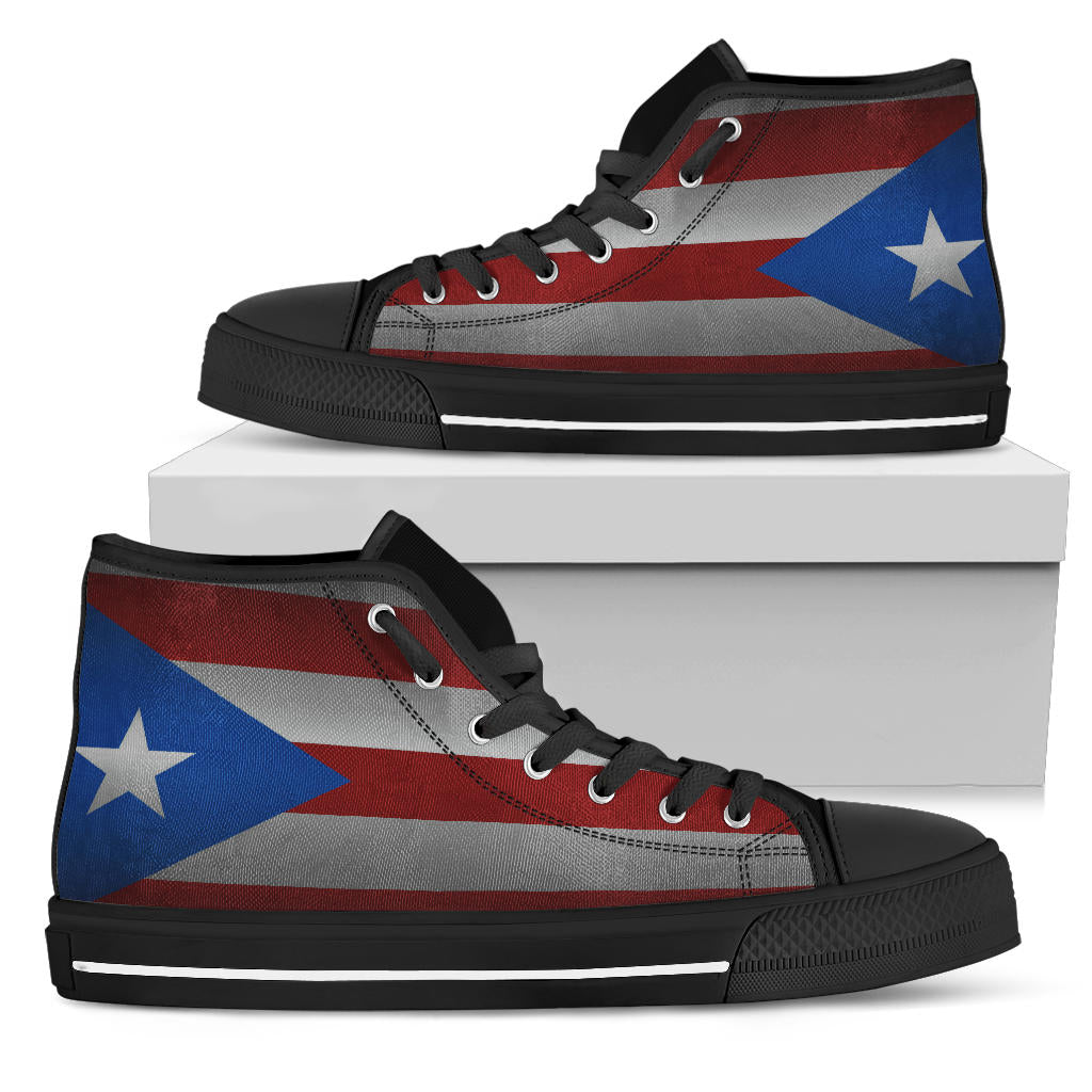Puerto Rico Flag Shadow Canvas High Tops - Men's & Women's