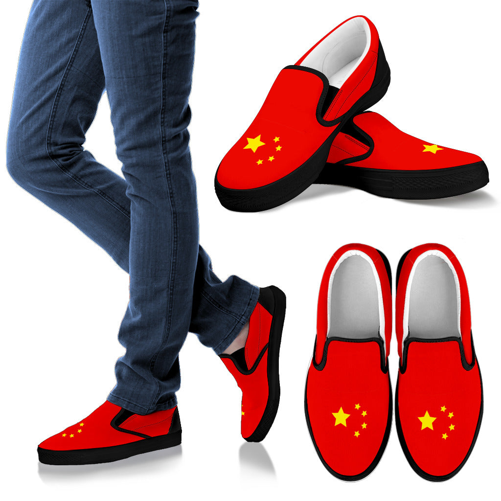 China Flag Canvas Slip-Ons - Men's & Women's