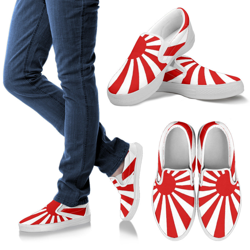 Japan's Rising Sun Canvas Slip-Ons - Men's & Women's