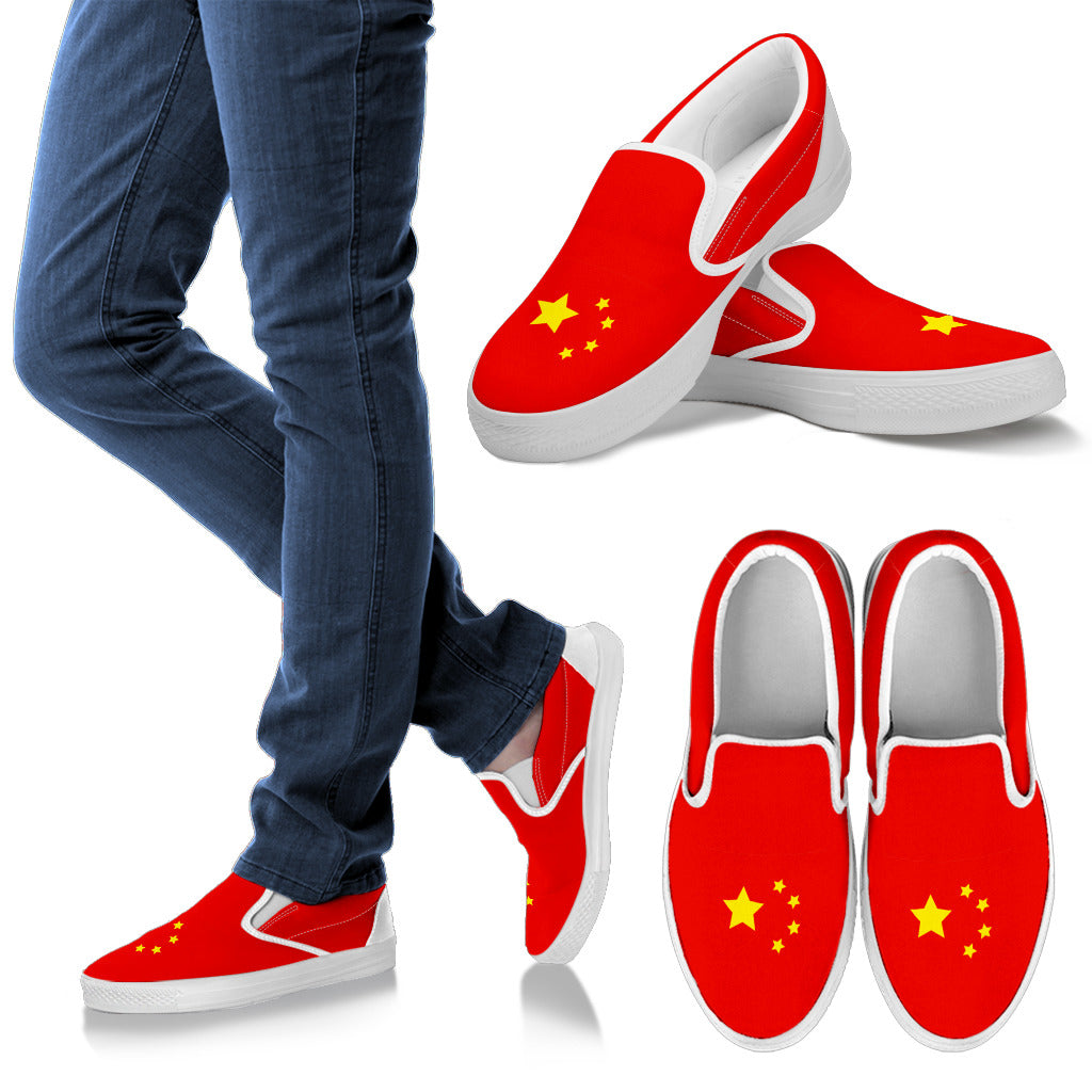 China Flag Canvas Slip-Ons - Men's & Women's