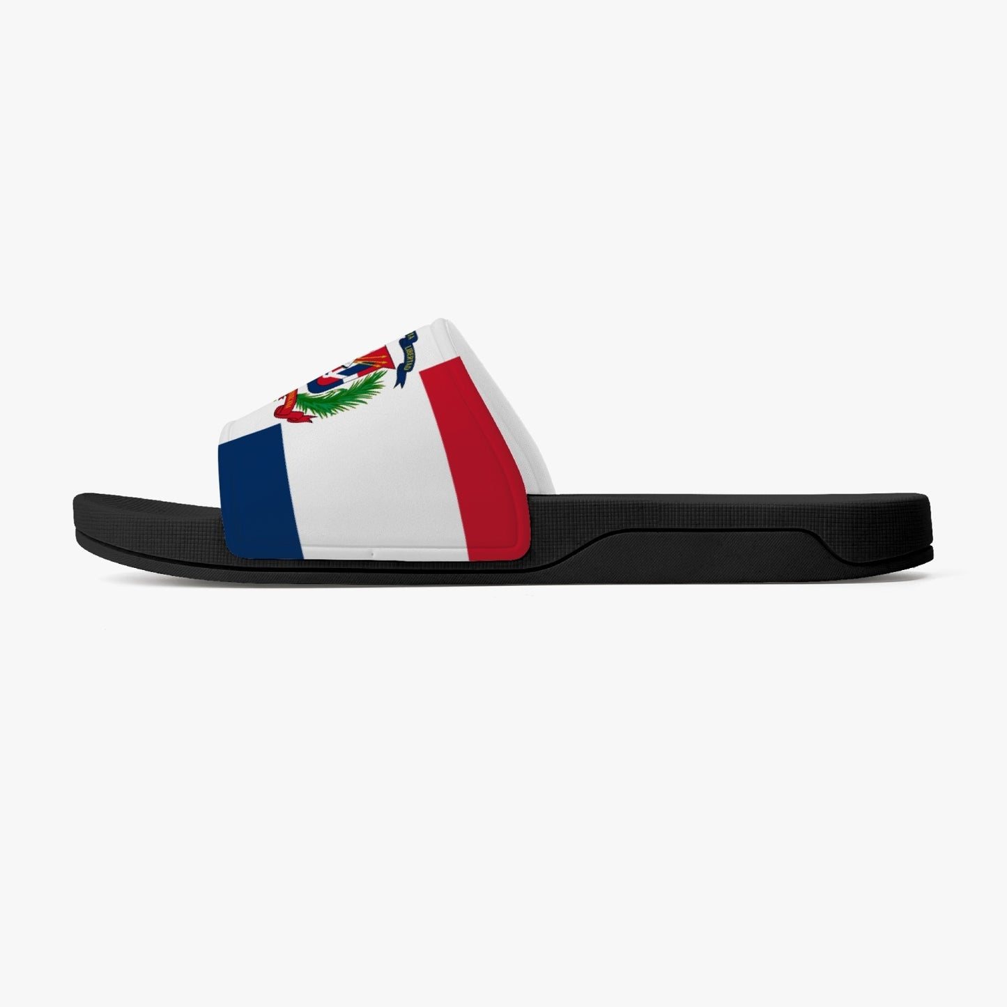 Dominican Flag Slides (Black Sole) - Men's & Women's