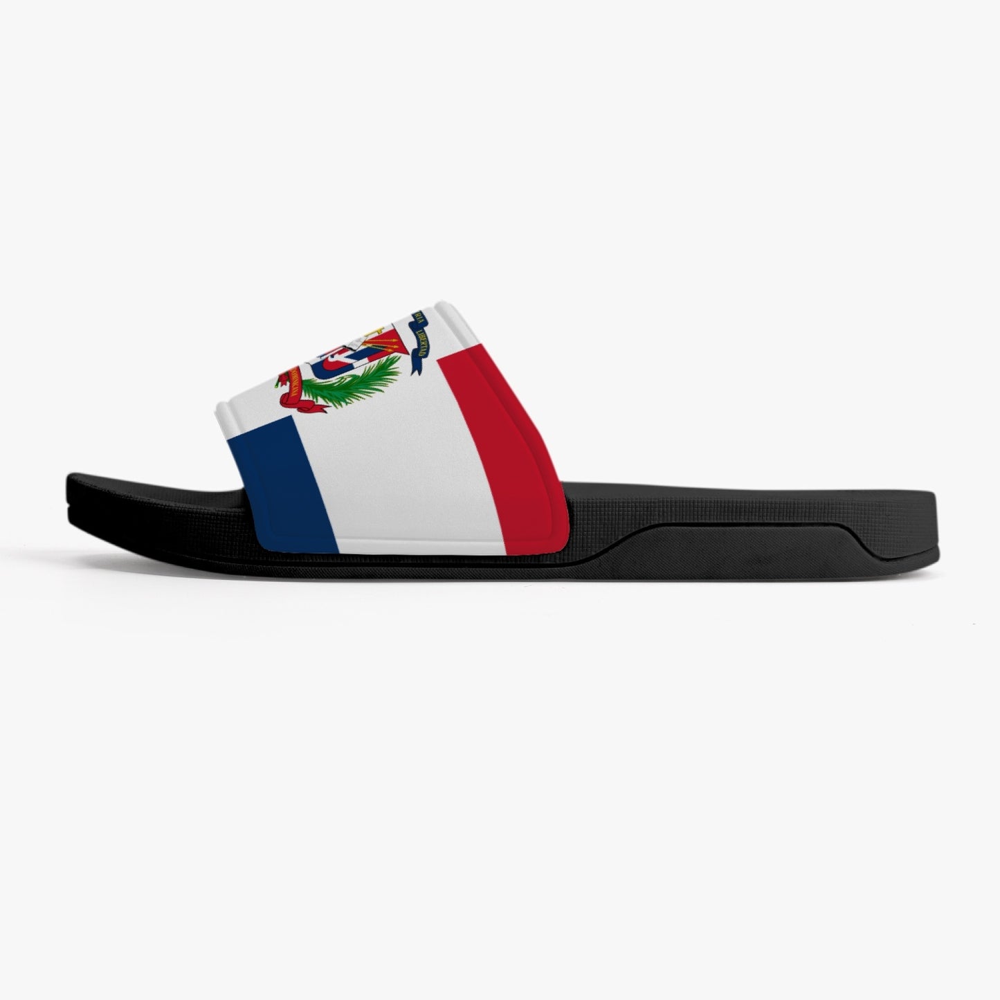 Dominican Flag Slides (Black Sole) - Men's & Women's