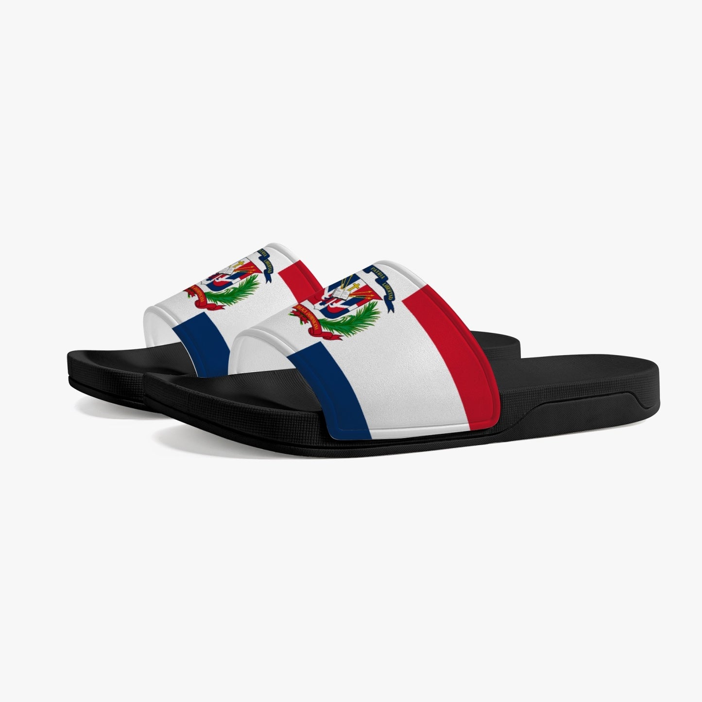 Dominican Flag Slides (Black Sole) - Men's & Women's