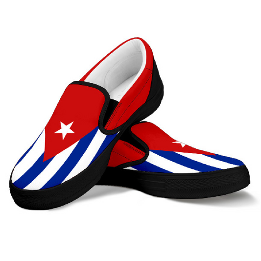 Cuba Flag Canvas Slip-Ons - Men's & Women's