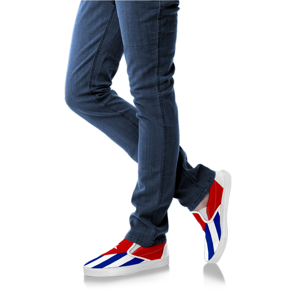 Cuba Flag Canvas Slip-Ons - Men's & Women's