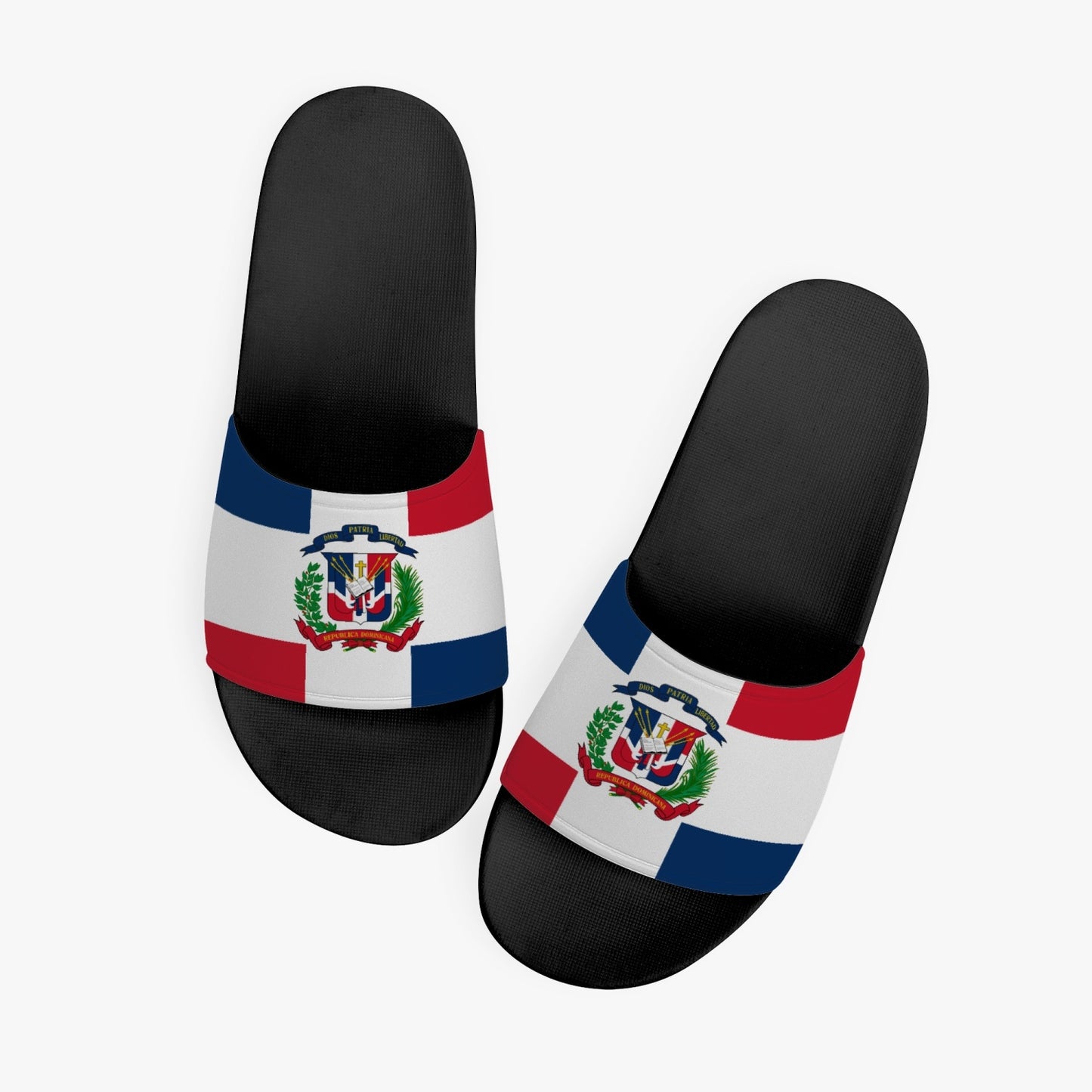Dominican Flag Slides (Black Sole) - Men's & Women's