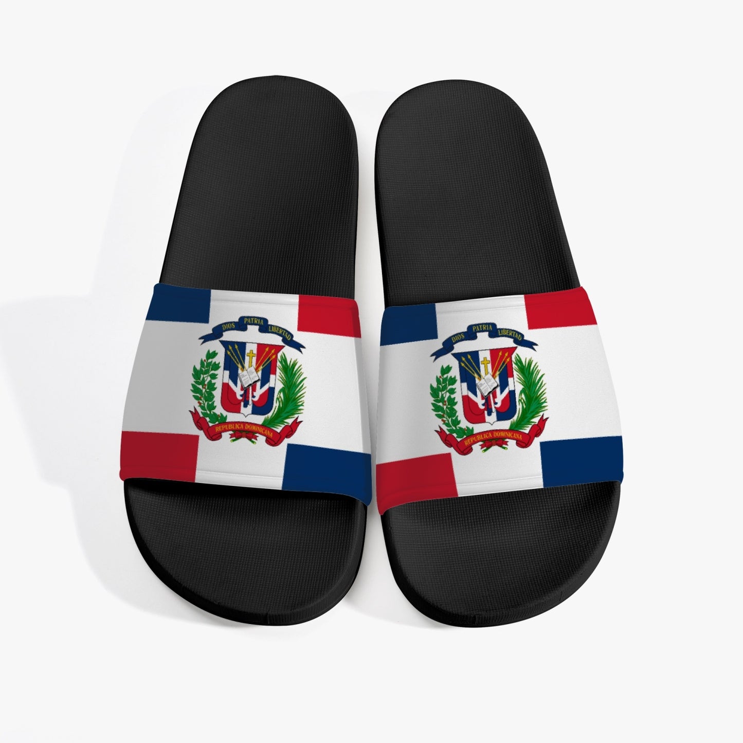 Dominican Flag Slides (Black Sole) - Men's & Women's