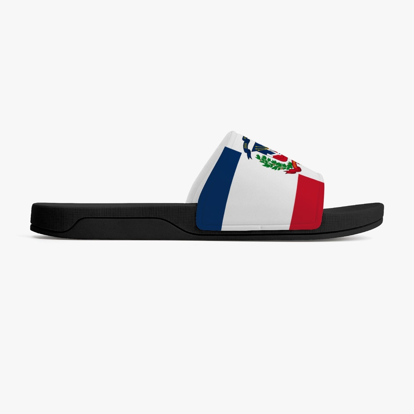 Dominican Flag Slides (Black Sole) - Men's & Women's