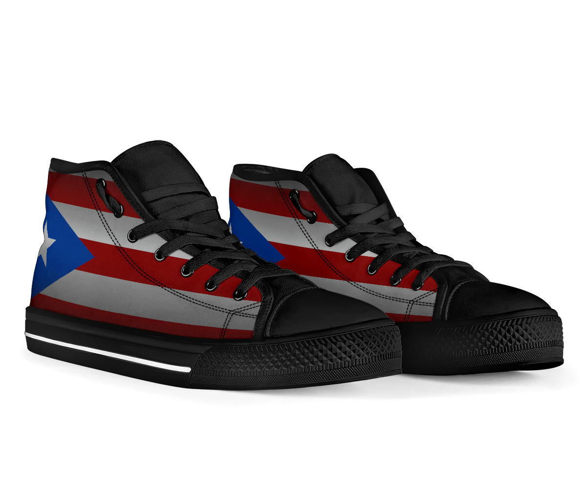 Puerto Rico Flag Shadow Canvas High Tops - Men's & Women's