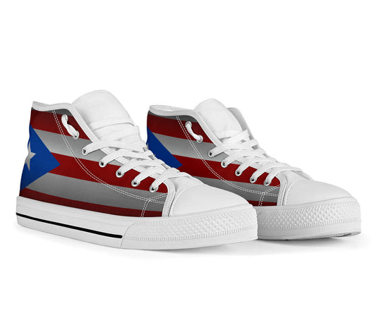 Puerto Rico Flag Shadow Canvas High Tops - Men's & Women's